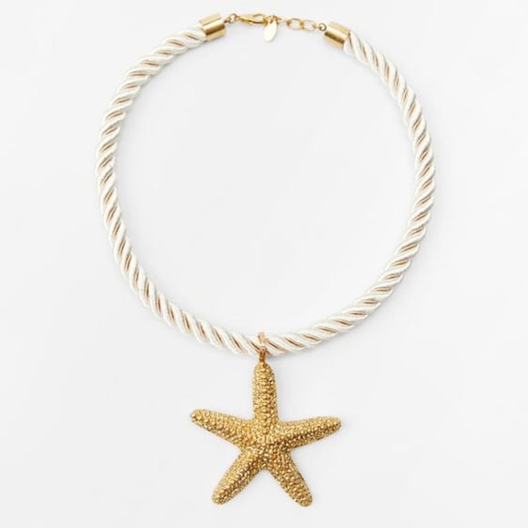 ZARA NEW WOMAN SS23 GOLDEN SEA STAR ROPE SUMMER BEACH‎ NECKLACE - Picture 1 of 4